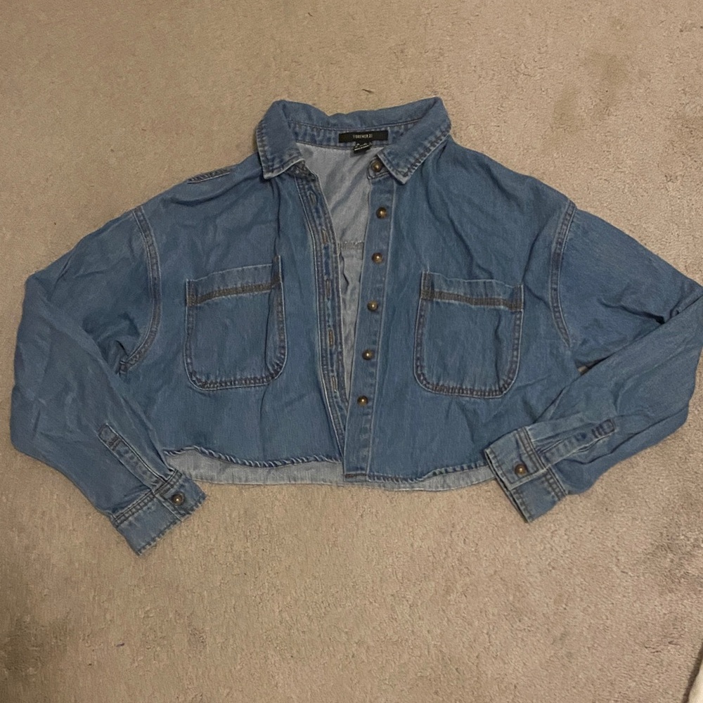 Forever 21 blue Cropped Denim Jacket